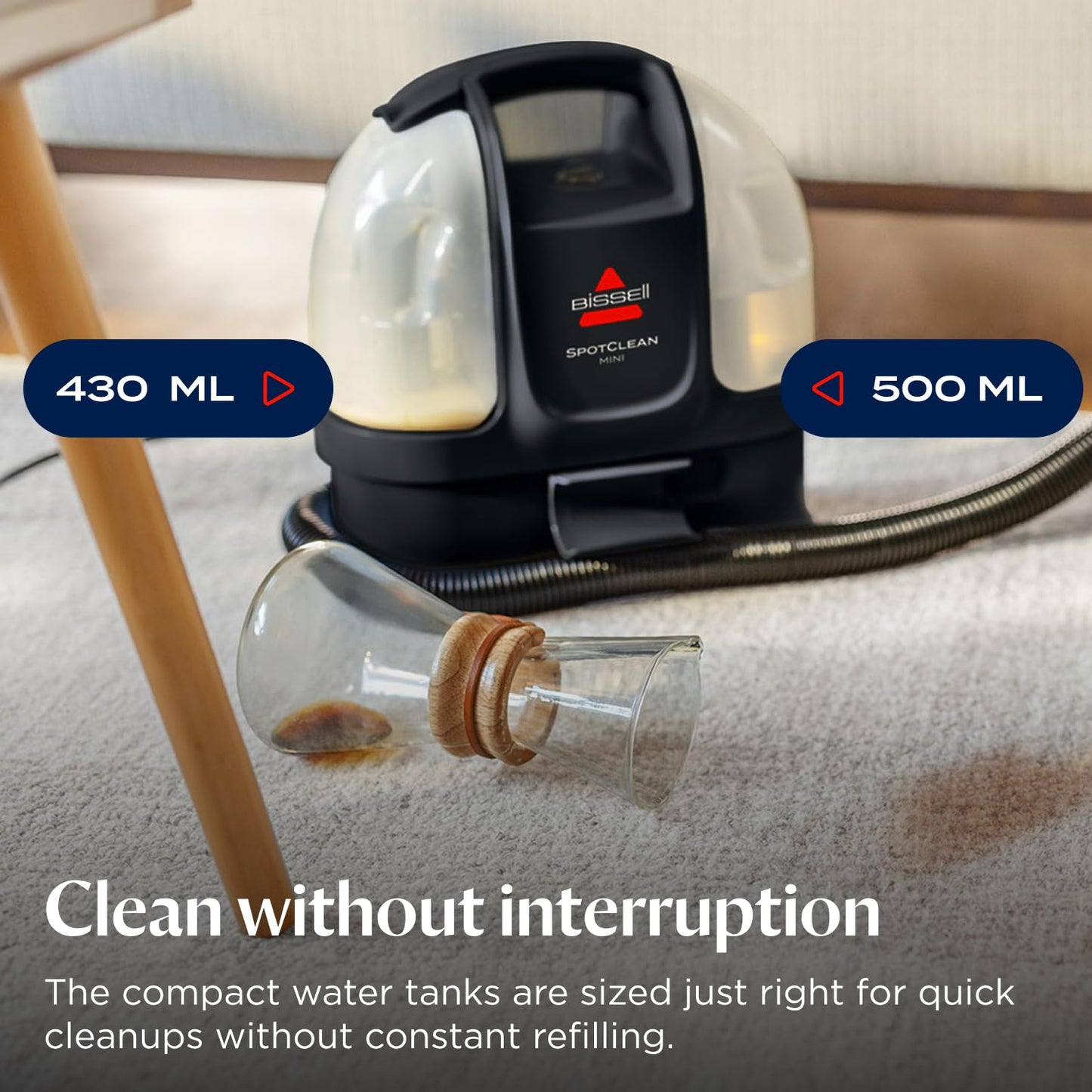 BISSELL SpotClean Mini Corded Carpet Cleaner, Portable Spot Washer, Perfect for Quick Cleanups, Compact & Lightweight Machine, On the Go Stain Remover for Cars, Boats, Sofa, Rugs & More, 4149E