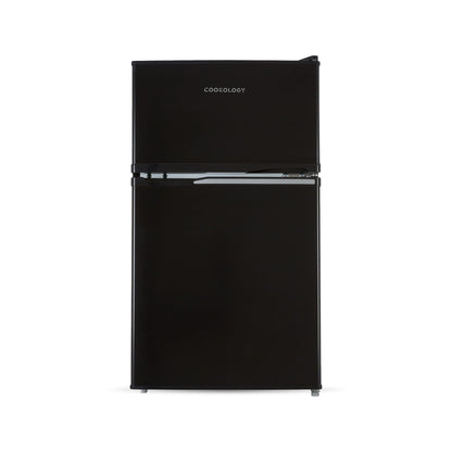 Cookology 87L Fridge Freezer - Freestanding Under Counter - 2 Reversible Doors - Adjustable Temperature Control - LED Light - 3 Star Freezer Rating - 47cm Wide - Black