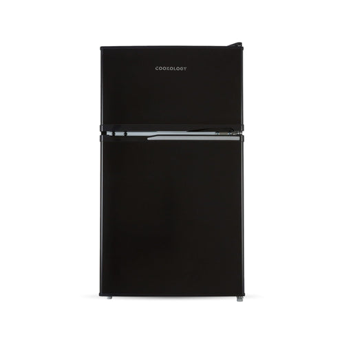 Cookology 87L Fridge Freezer - Freestanding Under Counter - 2 Reversible Doors - Adjustable Temperature Control - LED Light - 3 Star Freezer Rating - 47cm Wide - Black