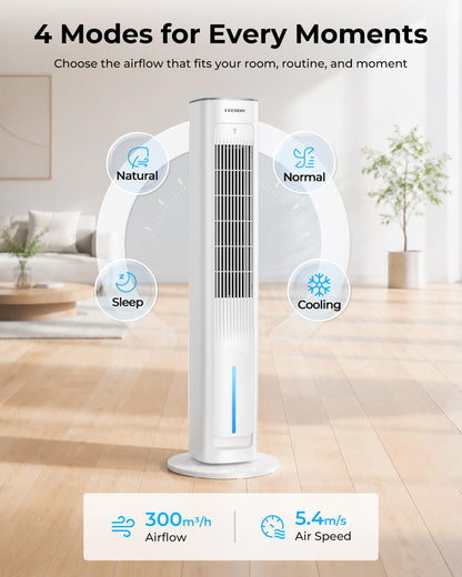 LEENON 3in1 Evaporative Air Cooler, 38" Tower Fan with Remote, As Low As 35dB Quiet Portable Cooling Fan for Bedroom, 3 Speeds & 4 Modes, 12H Timer, Auto Oscillating Air Cooler for Home & Office