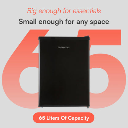 Cookology 67L Small Tabletop Mini Fridge - Reversible Door - Adjustable Temperature Control & Legs - Chiller Box - Black