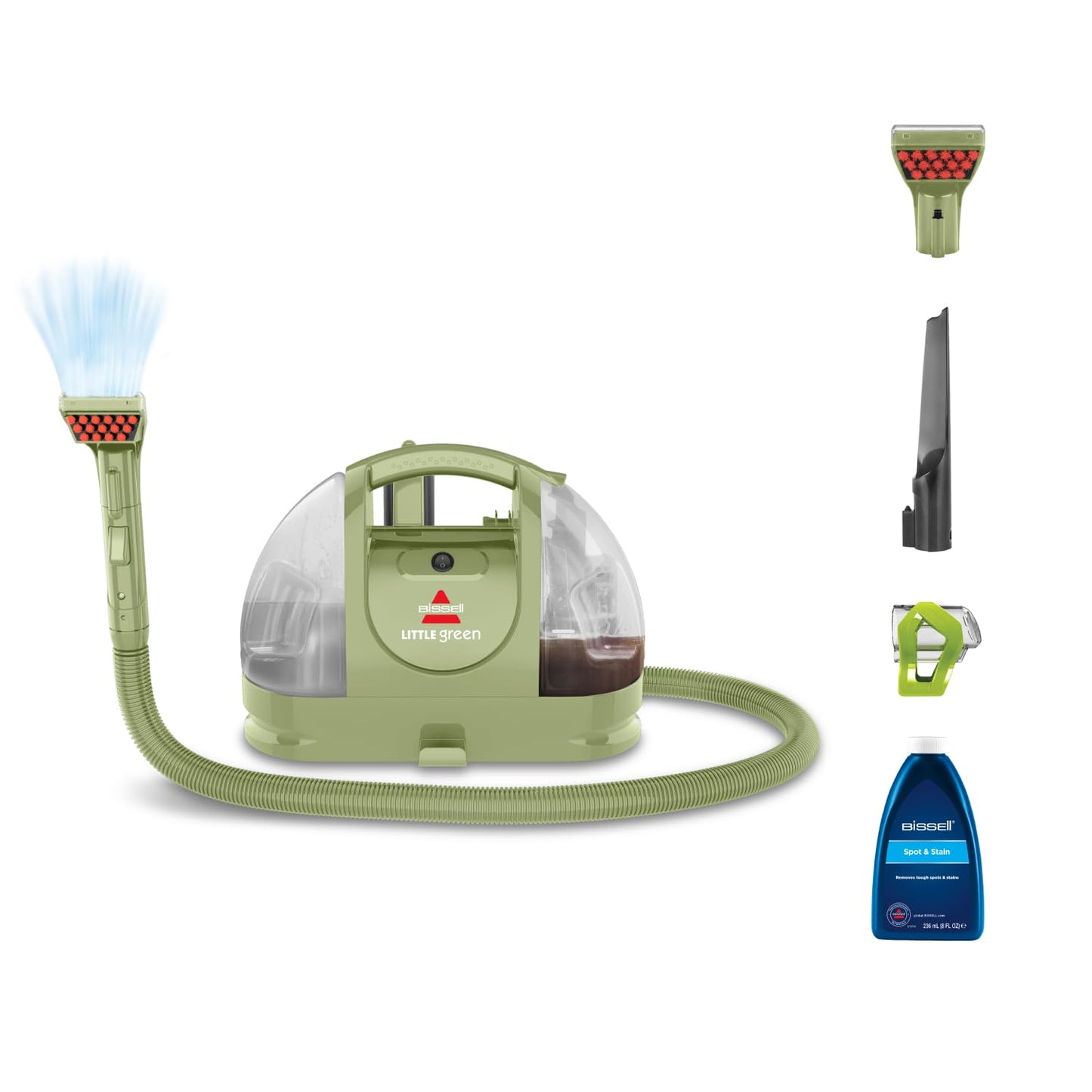 BISSELL Little Green, Carpet Cleaner, Portable Spot Cleaner & Carpet Stain Remover for Stairs & Car, Upholstery Cleaner, Sofa Cleaner with Powerful Suction, Spray, Scrub & Vacuum, Corded, 4098E