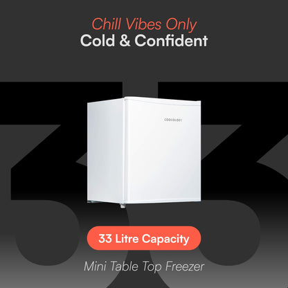Cookology MFZ32WH Table Top Mini Freezer in White - 31 Litre Capacity - For Counter Tops - Adjustable Temperature Control & Legs - Removable Wire Shelf - 4 Star Rating