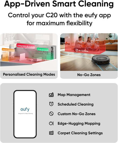 eufy Omni C20, Robot Vacuum Cleaner with Mop, All-in-One Station,7,000 Pa Suction, Ultra-Slim, Auto Emptying, Washing and Drying for Hands-Free Cleaning, Mop Lifting and Carpet Detection (New Edition)
