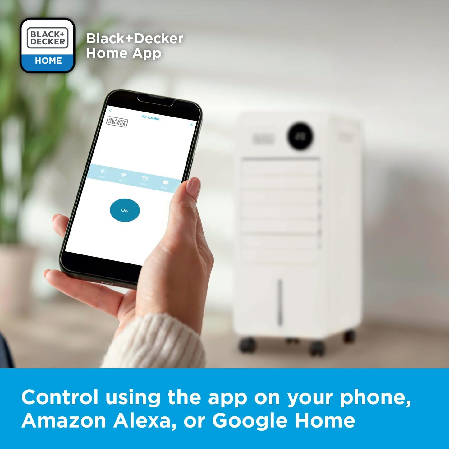 BLACK+DECKER Smart Digital Air Cooler, App & Remote Control, Weekly Programmable Timer, 3 Airflow Modes, Portable with 6L Water Tank, BXAC65014GB