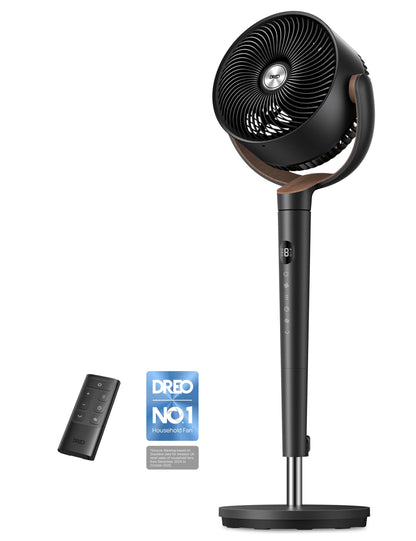 DREO 20dB Ultra Quiet Standing Pedestal Fan for Bedroom, 120° Oscillating Electric Cooling Fan with DC Motor, 9 Speeds & 4 Modes, 8H Timer, Remote, 37-42" Adjustable Height, 9" Blade, Home & Office