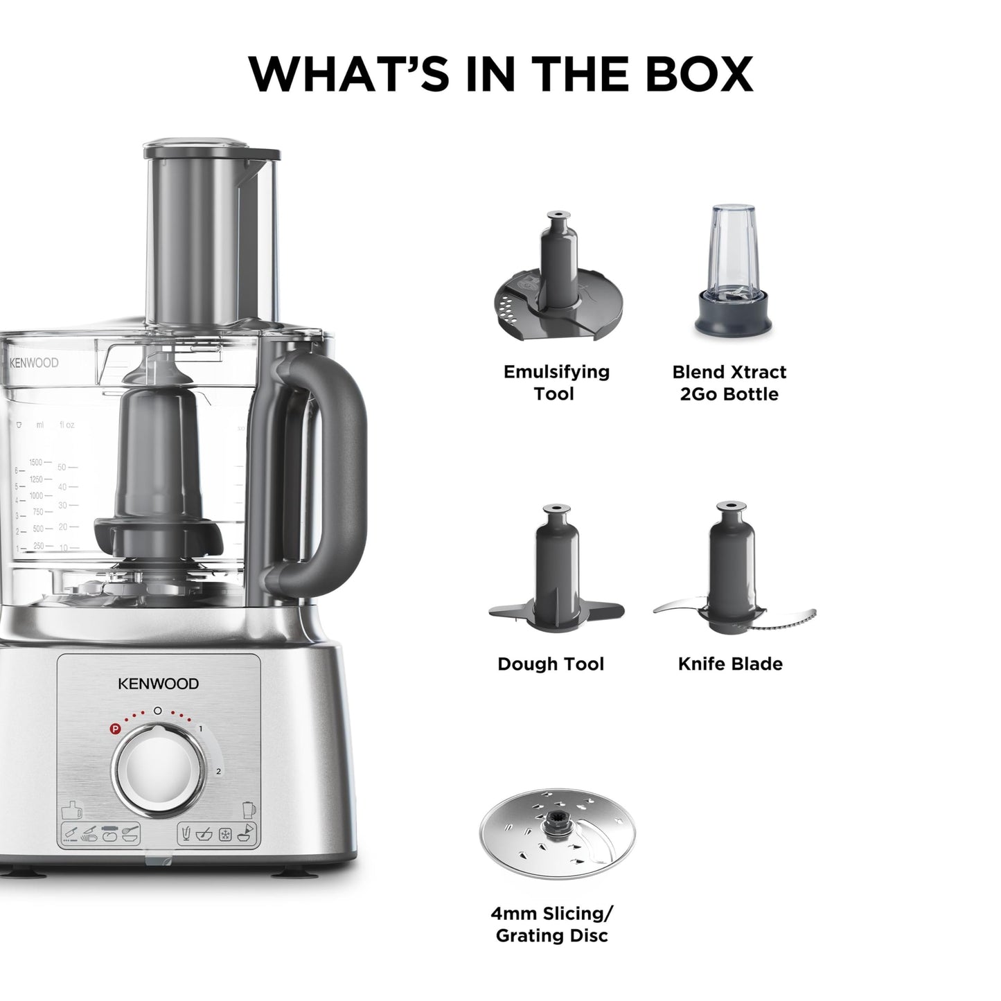 Kenwood FDP65.180SI 2 in 1 Food Processor Multipro Express, Silver, 3 Litre Bowl